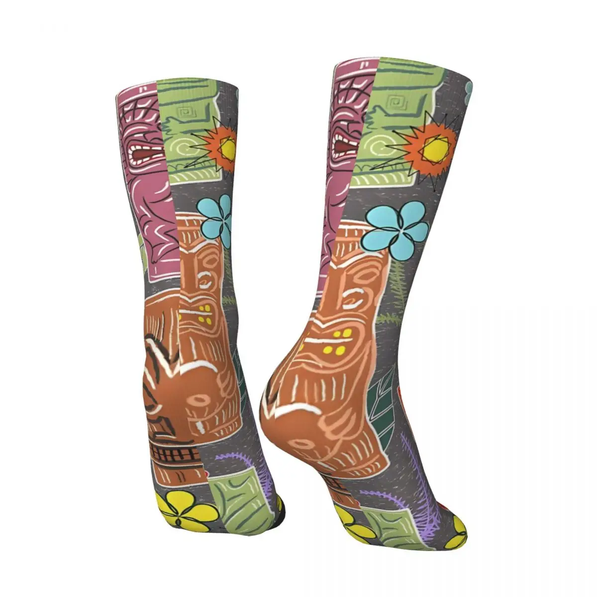 Crazy compression Mid Century Festival With Flowers And Suns Sock for Men Harajuku Tiki Quality Pattern Crew Sock Casual