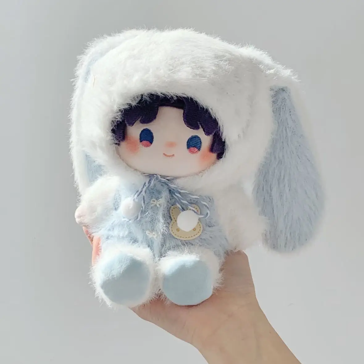 10cm 15cm 20cm Plush Doll Clothes, Cute Rabbit Ears Pink Blue Sweater Outfit, No Attribute Warm Knit Wear for Cotton Plush Dolls