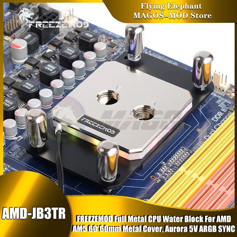 

FREEZEMOD Full Metal CPU Water Block For AMD AM5 , 60*60mm Metal Cover, Aurora 5V ARGB SYNC, AMD-JB3TR