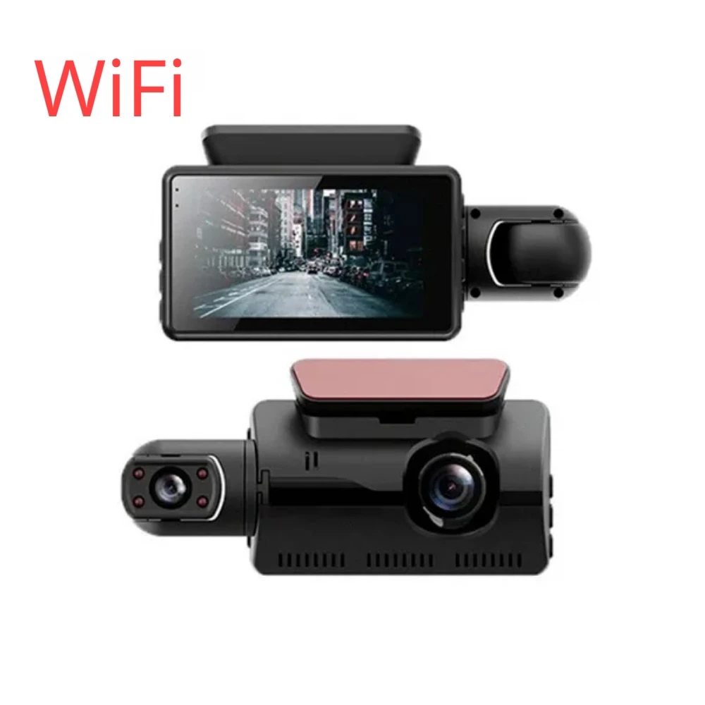 3 Channel Dash Cam Front Inside Rear Three Way Car Dash Camera, 1080P Dual Channel  WiFi IR Night Vision Camcorder