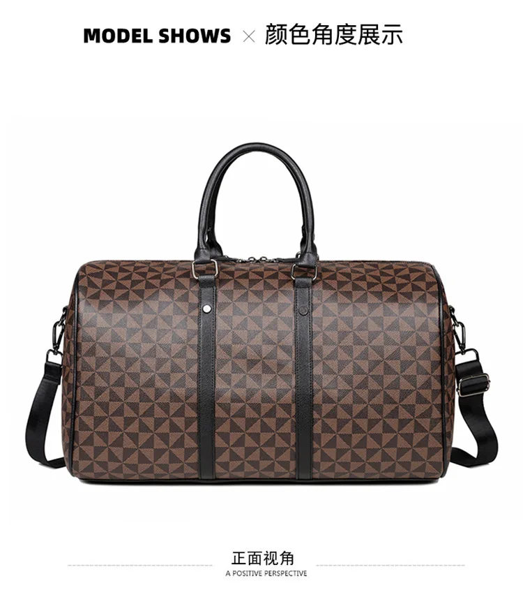 Große Herren-Tragetaschen, modische Handtaschen mit Karomuster und Henkeln, Herren-Umhängetaschen, wasserdichte Reisetaschen, Herren-Gepäcktaschen. – Detail 22