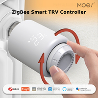 Moes Tuya Zigbee Smart Home Thermostat Temperature Heater Radiator Valve Programmable TRV Thermostatic Head Support Google Alexa