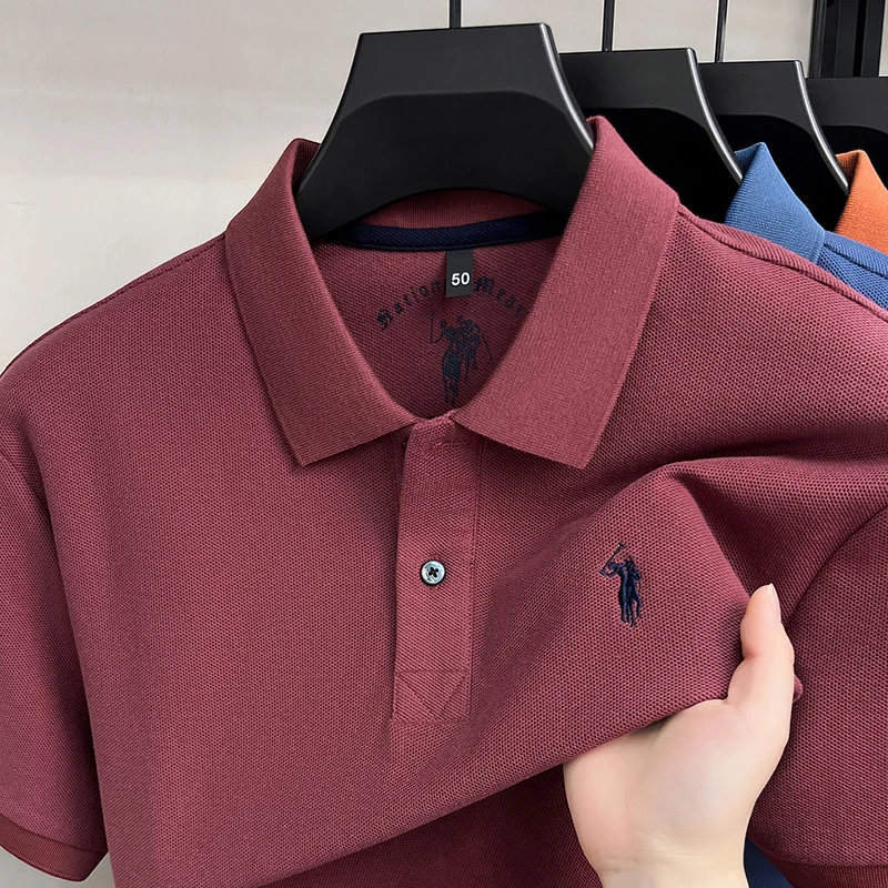 High-End 100% Baumwolle Kurzarm Polo Shirt Herren Sommer Luxus Marke Klassische Paul Pony Stickerei Freizeit Business Mode Golf T-Shirt – Detail 28