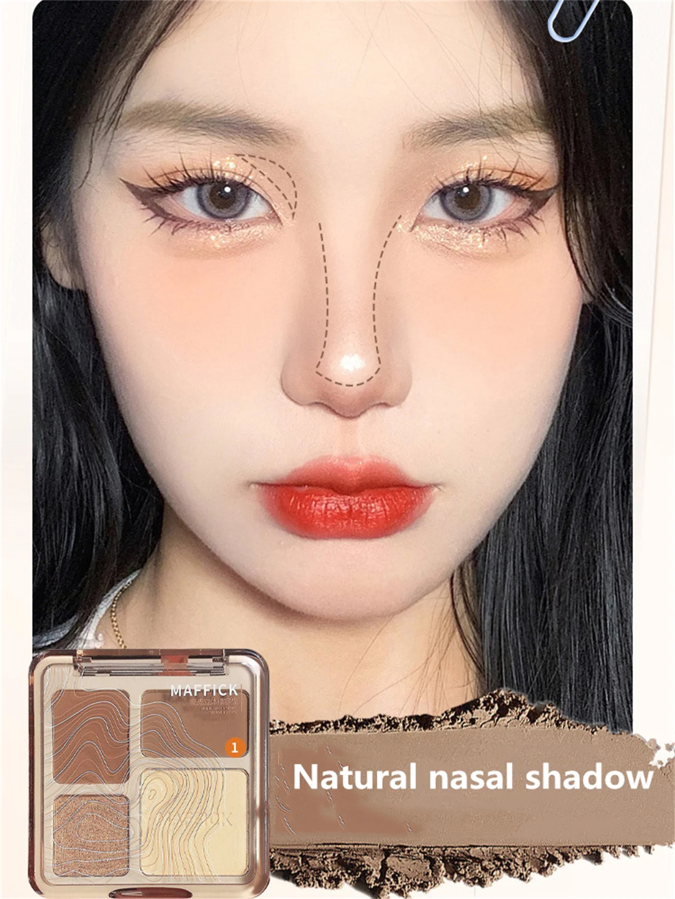 1 قطعة عالية الجودة 4-color هيغليغتر لوحة طويلة الأمد تسليط الضوء على ماتي الأنف الظل أربعة ألوان كونتور لوحة #4