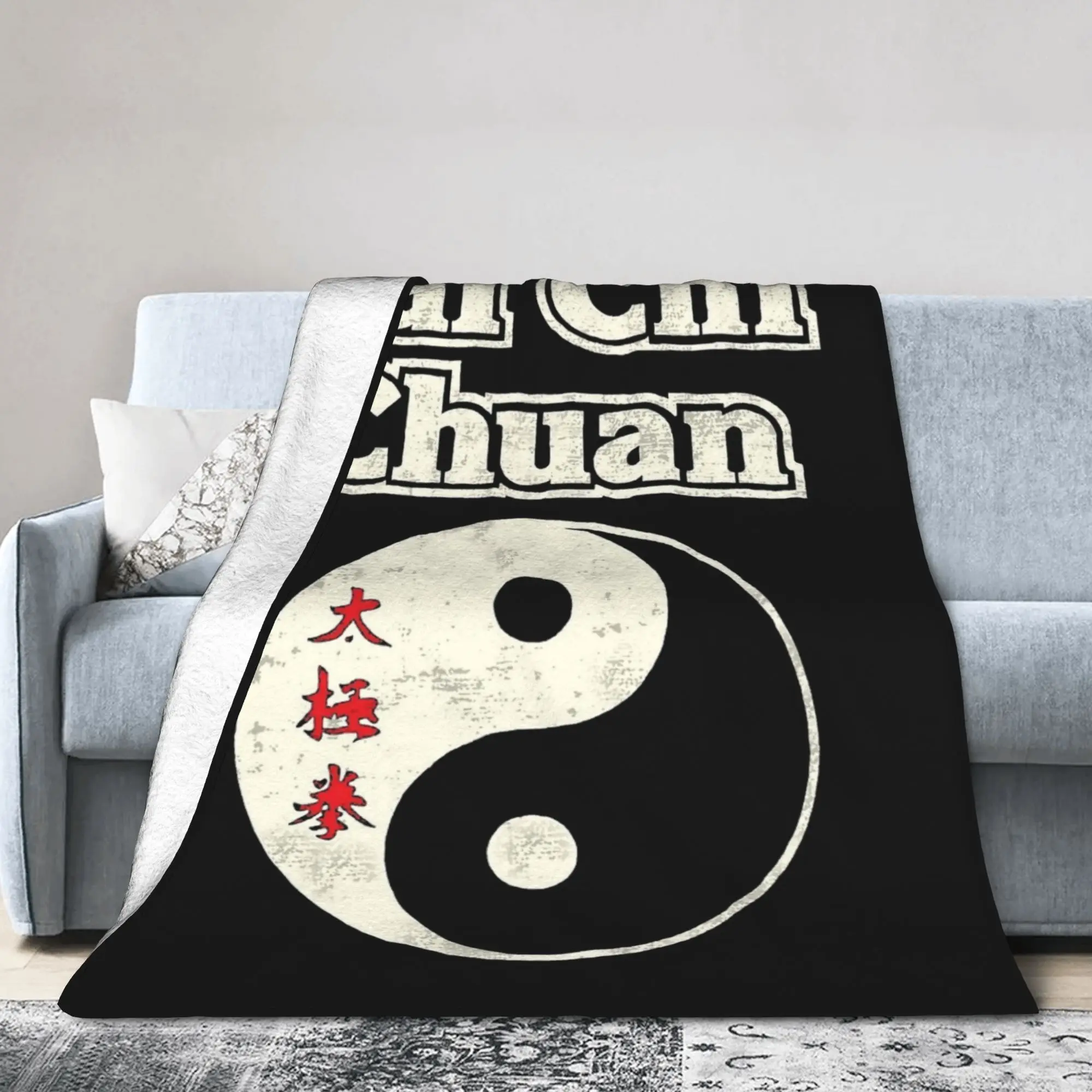 Tai Chi Chuan Blanket Velvet Spring Autumn   Multifunction Lightweight Throw Blanket for Bed Travel Bedspreads