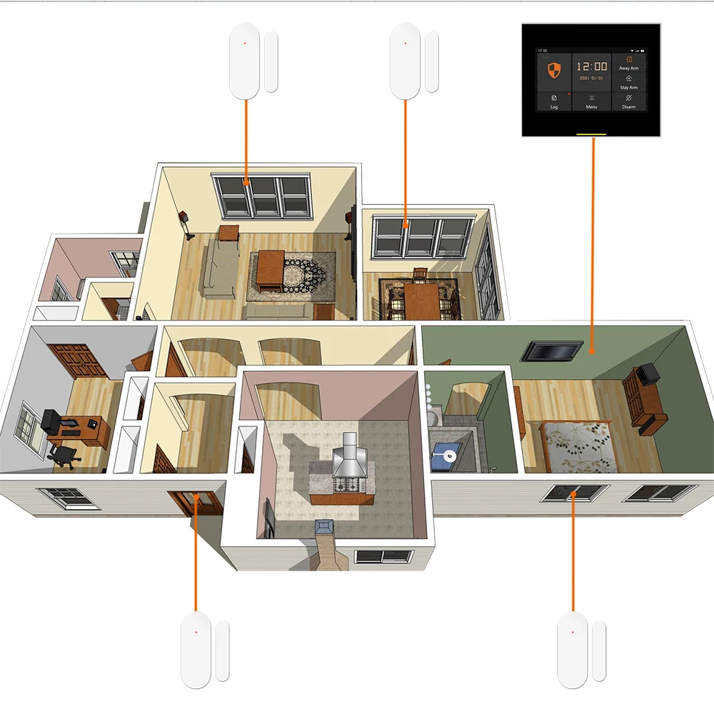 Staniot-sistema de alarma para el hogar Tuya, 433Mhz, Sensor automático, detectores inteligentes inalámbricos de puertas y ventanas, código de