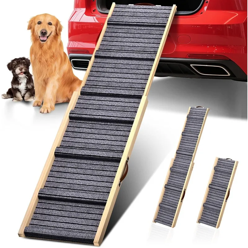 

Пандус для собак для автомобиля, 71-дюймовый x 17 дюймов, удлиненный роскошный телескопический деревянный пандус для домашних животных, лестничные пандусы для домашних животных для грузовика, внедорожника