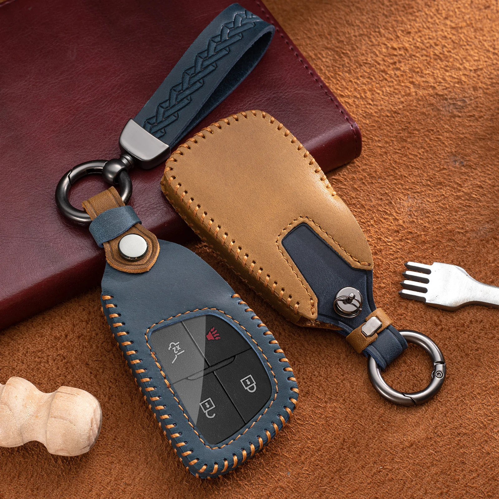 

Leather Car Remote Key Case Fob Cover for GMC Yukon for Chevrolet Suburban Tahoe for Buick ENVISION S Plus Avenir Key Shell