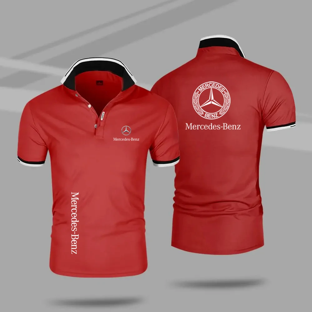 2024 Mercedes Benz เสื้อโปโลสำหรับผู้ชายและผู้หญิง, เสื้อโปโลแฟชั่นหรูหราสำหรับใส่ปั่นจักรยาน