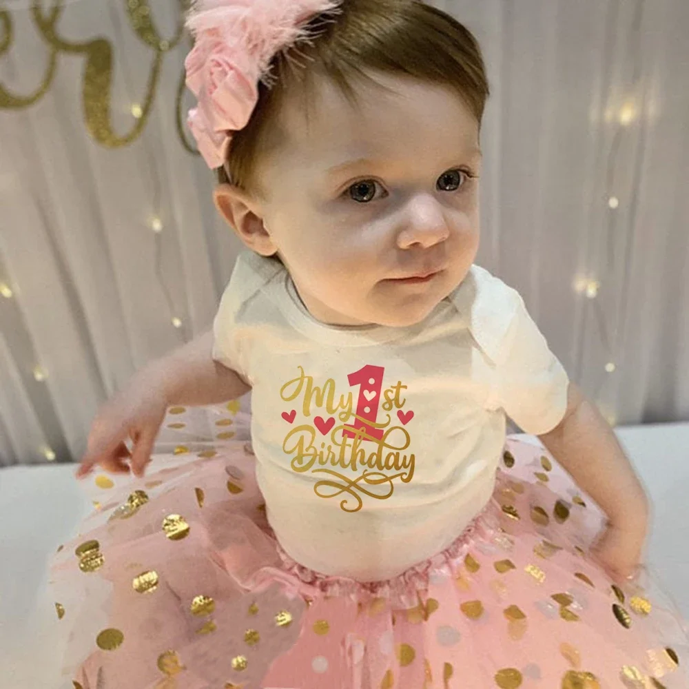 

Baby Girl 1st Birthday Cake Smash Outfit Romper Tutu Set