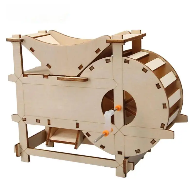 STEM DIY Wooden Winnowing Machine Kit 1 Set Physics Science Experiment Model for Children Homeschool Interactive Learning