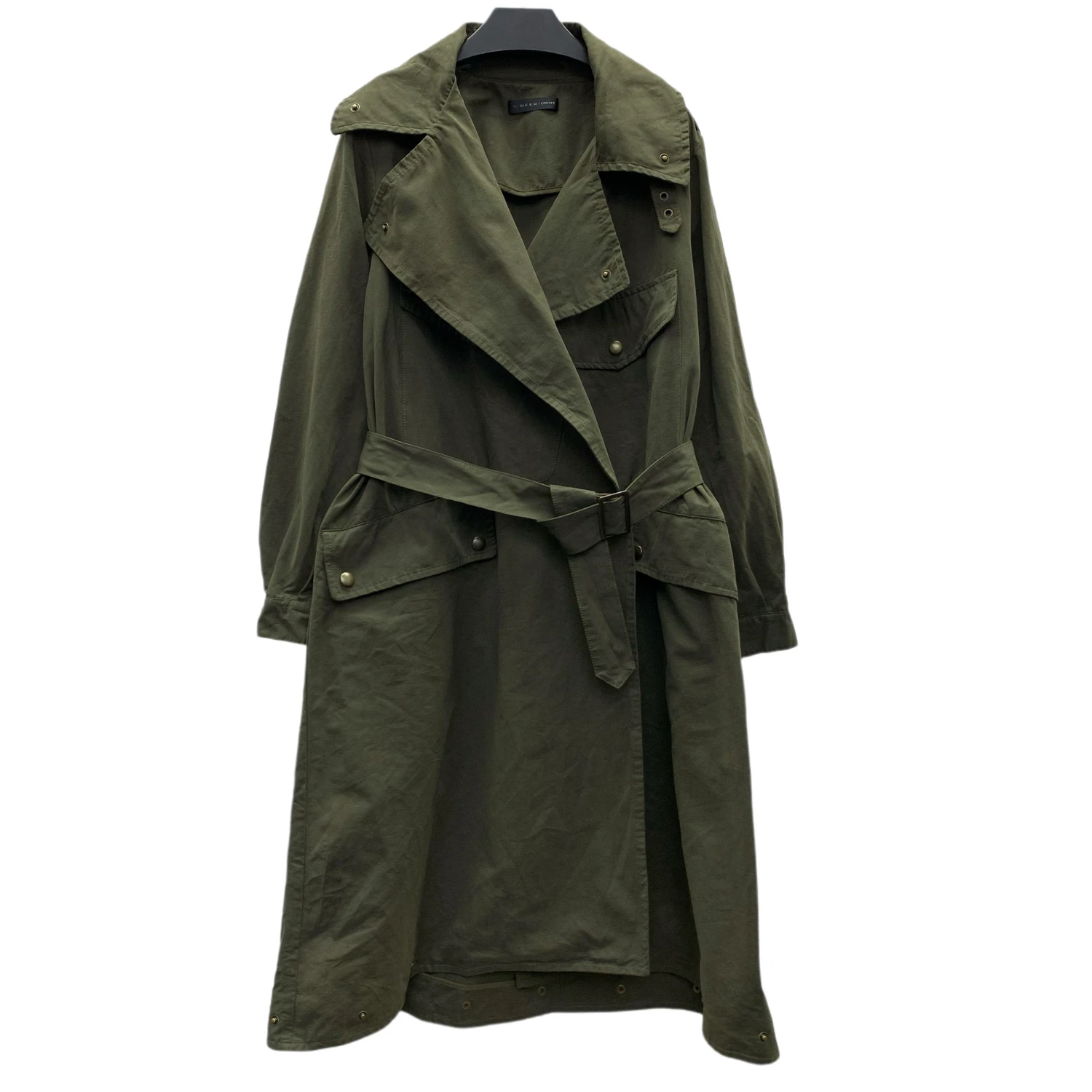 Trench-Coat noir pour femme, coupe-vent pour filles, manteau mi-long en laine Pure, manches longues, plis solides, grande taille, automne