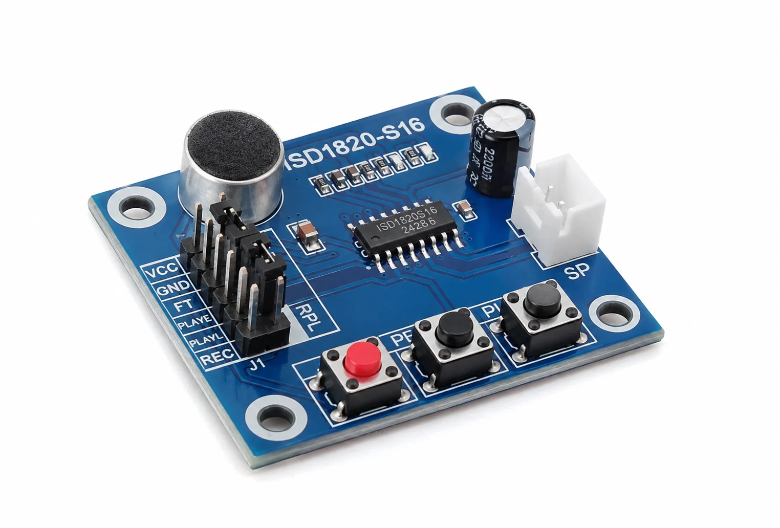 5PCS ISD1820 Voice Recording Playback Module with Microphone and Loudspeaker Sound Recorder Board 3V-5V
