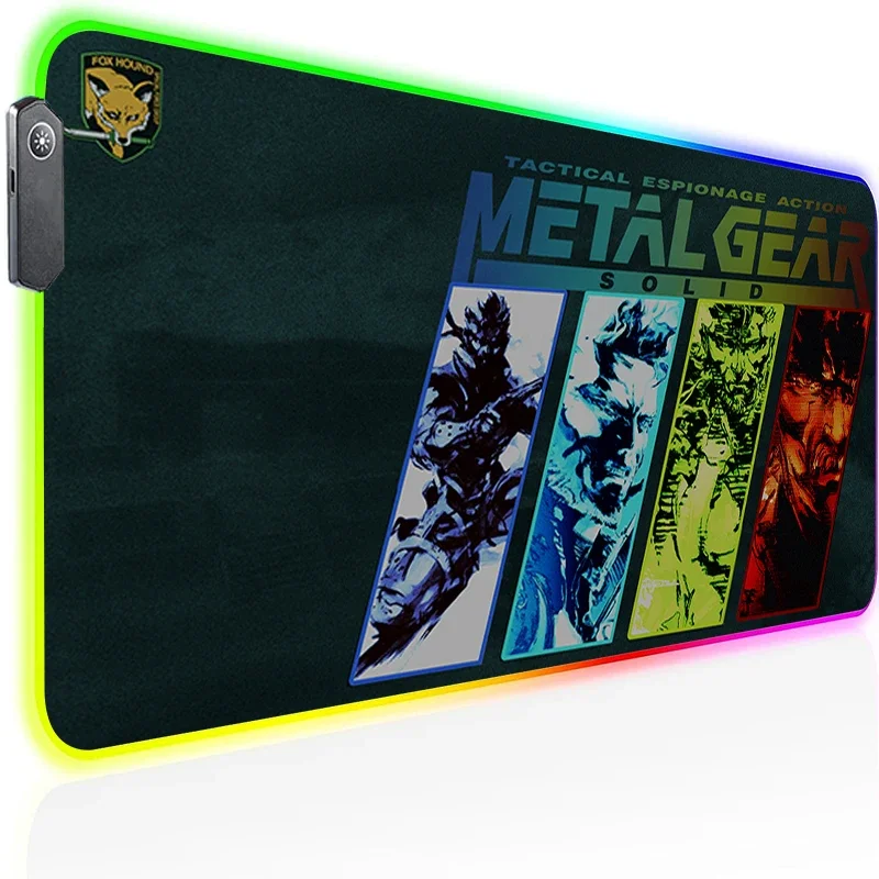 Anime Mouse Pad Gaming Metal Gear Soild Backlight Computer Desk Accessories Cheap Pc Gamer Cabinet Back Light Deskmat Table Mat