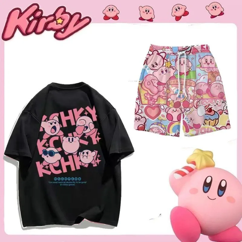 Cartoon New Star Kirby Set Summer Casual Cotton Short Sleeve T-shirt Casual Loose Comfortable Couple Best Friend Birthday Gift