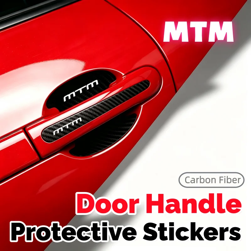 8PCS Door Bowl Handle  Carbon Fiber Car Sticker Protector Film for VW MTM Logo Anti Scratches Bumper Guard Strips Accessories