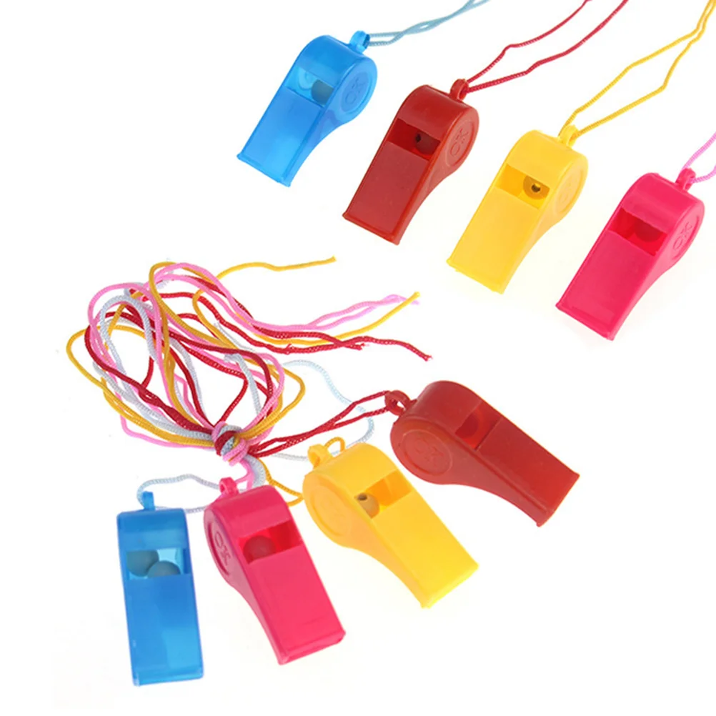 72 Pcs ABS Game Whistles Cheering Lifeguard Whistle Hanging Keychain Lanyard Keychain for Kids Outdoor Camping Hiking (Mixed