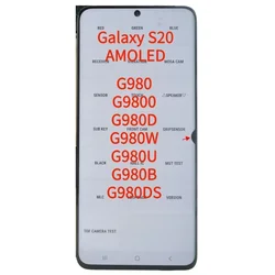 6.2 '' Super AMOLED G980 LCD For Samsung Galaxy S20 SM-G980B/DS G980F Touch Screen Digitizer Assembly s20 SM-G980F Display