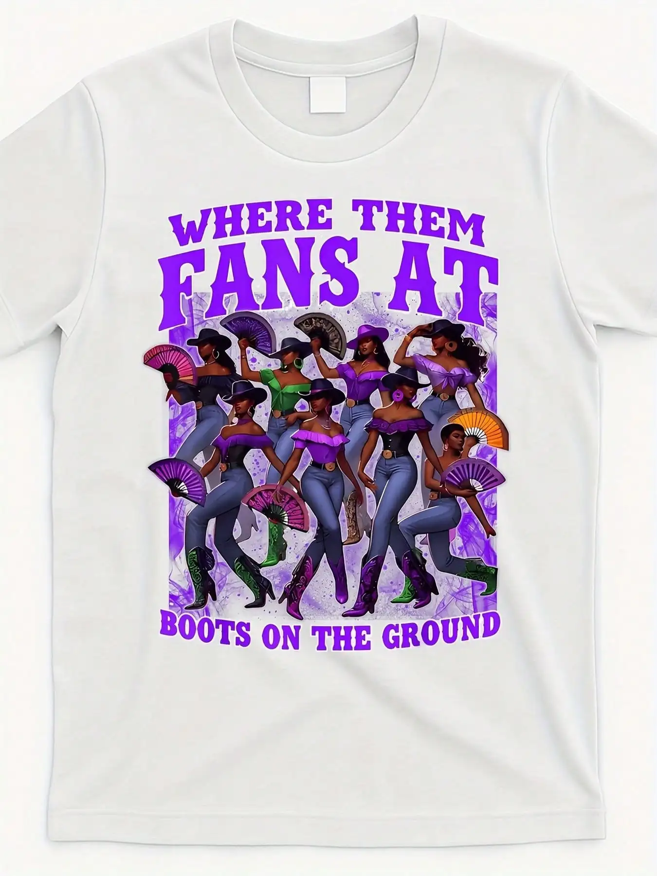 تي شيرت نسائي برسومات راعية البقر الغربية القديمة - تصميم "أين مراوحهم في" و"أحذية على الأرض"، قطن مريح