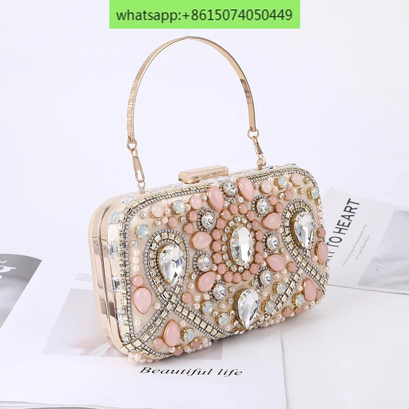 Ladies banquet bag, crossbody carrying diamond inlaid handheld evening bag, banquet bag