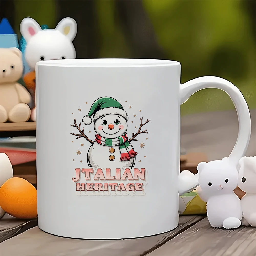 

11oz Cup + Cartoon Snowman Hat Scarf + Italian Style Christmas Gift - Children's Water Bottle Family Office Coffee Cup