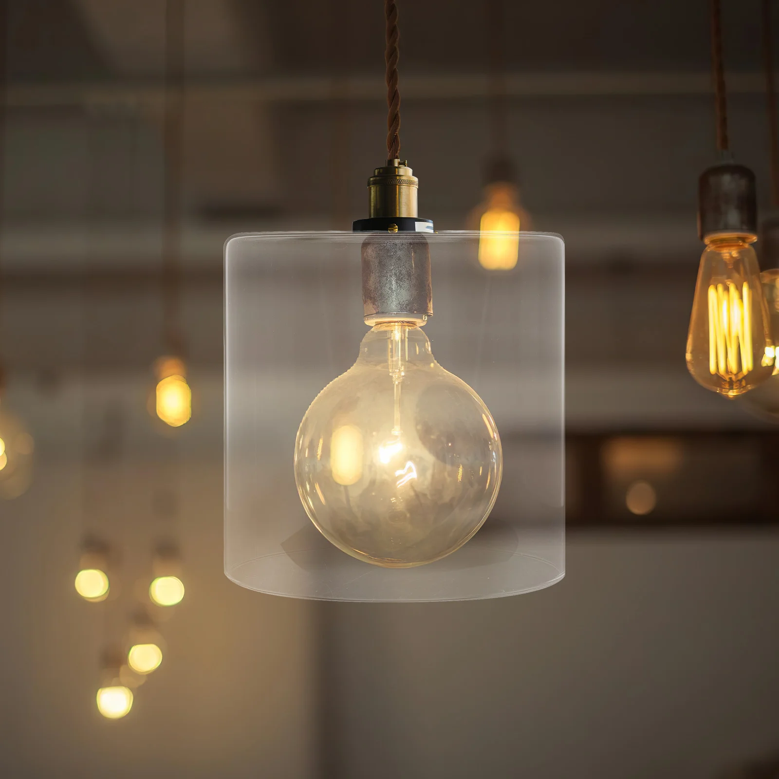 

Glass Lamp Shade Replacement Clear Cylindrical 5.89x5.89x5.70in Open Bottom E27 Socket Cover for Pendant Lights Chandeliers