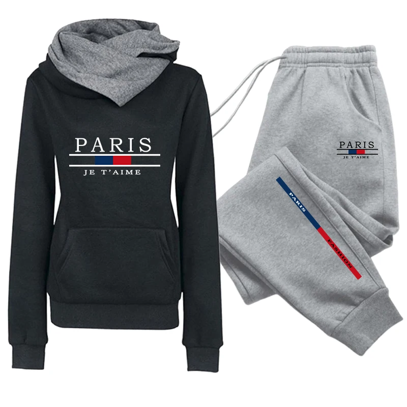 2026 Modischer Bedruckter Trainingsanzug mit Kapuzenpullover und Jogginghose Herbst Winter Damen Täglicher Lässiger Sport-Outfit Damen-Set/Hoodie/Hose – Detail 5