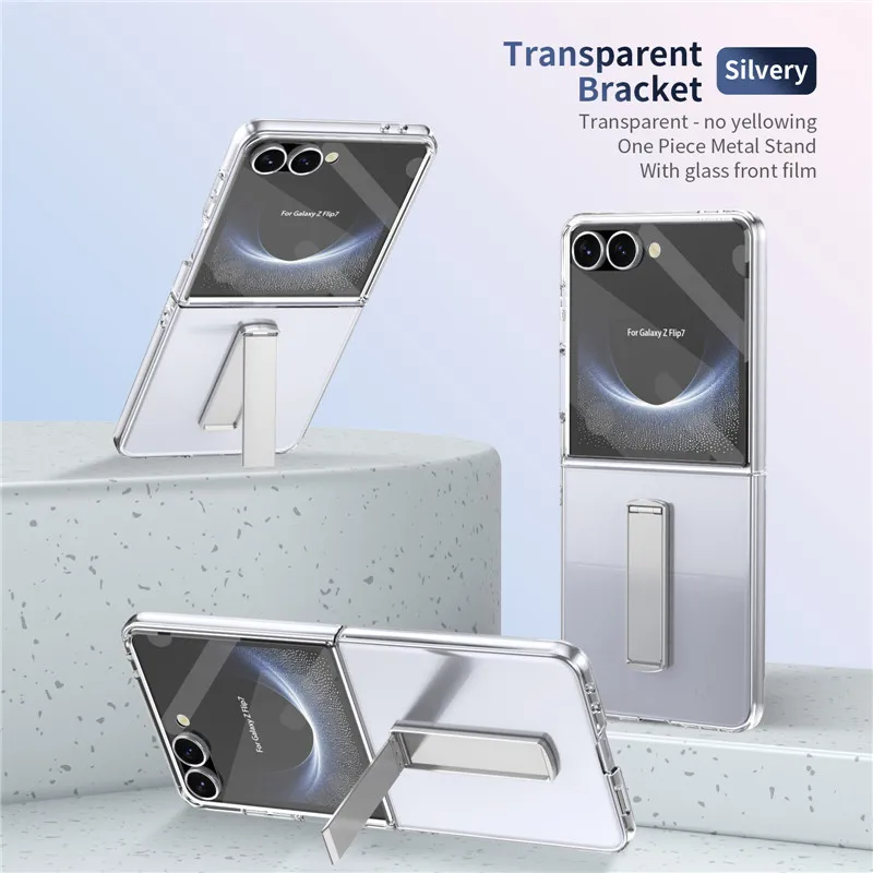Für Samsung Galaxy Z Flip 7 6 5 4 3 5G Fall Stoßfest Rüstung Front Screen Protector Abdeckung für ZFlip7 ZFlip6 Ständer Halter Funda