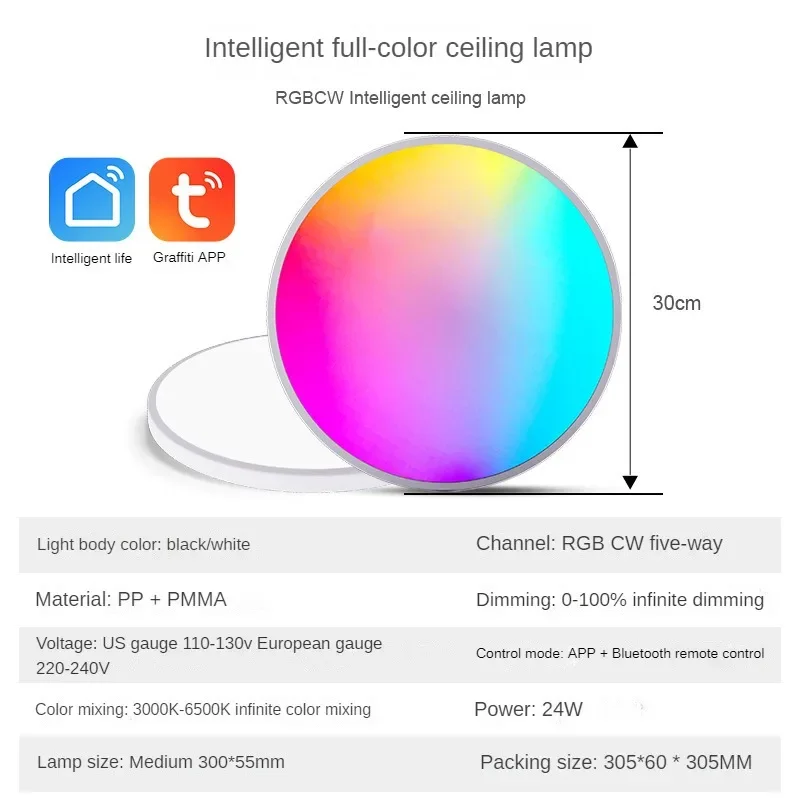 2025 الحد الأدنى الحديث RGBCW كامل اللون يعتم وتعديل اللون أضواء السقف دعم تطبيق الكتابة على الجدران الذكي بلوتوث الخامس