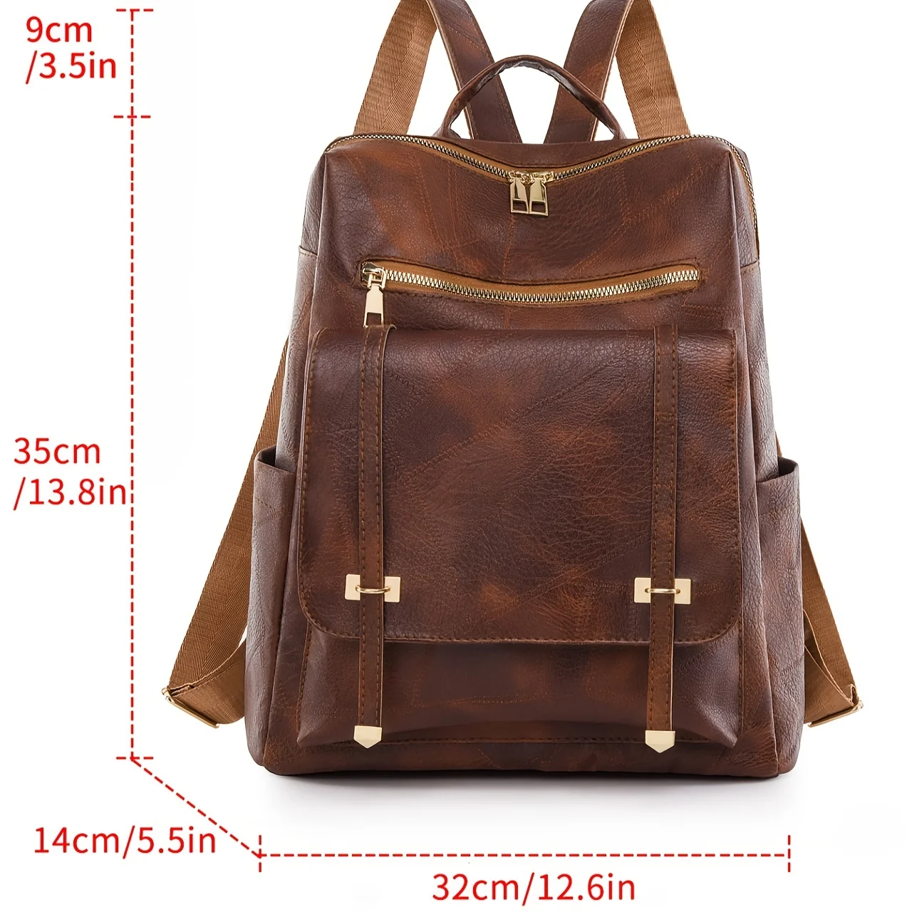 Vintage Minimalist Soft Faux Leather Backpack, Men And Women New Large Capacity Wear-resistant Travel Backpack, College Student 