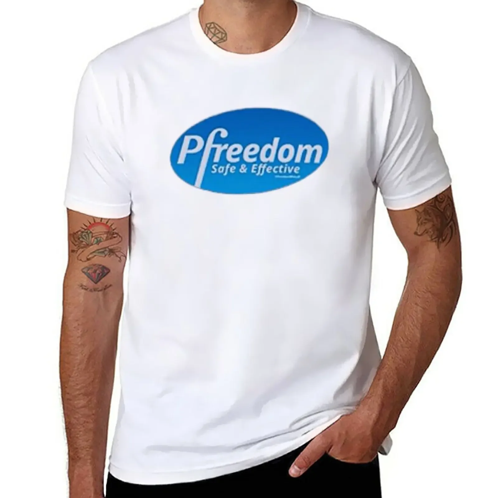 Oversized t-shirt New Pfreedom Safe Effective Pfizer Parody T-Shirt oversized mens champion tshirts manga vintage anime clothes