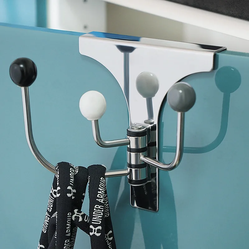 1 Set Over The Door Hooks Swivel Hat Towel Rack for Bathroom Living Room Bedroom Kitchen Hooks for Hanging - view 3