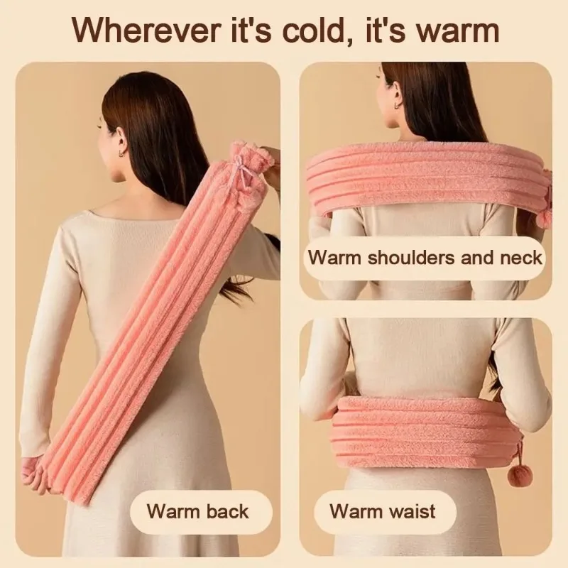 

NEW 3250ML Portable Plush Winter Long Hot Water Bag Soothing Aching Kawaii Hand Warmer Soft Hot Pack Insulation Hot Water Bottle