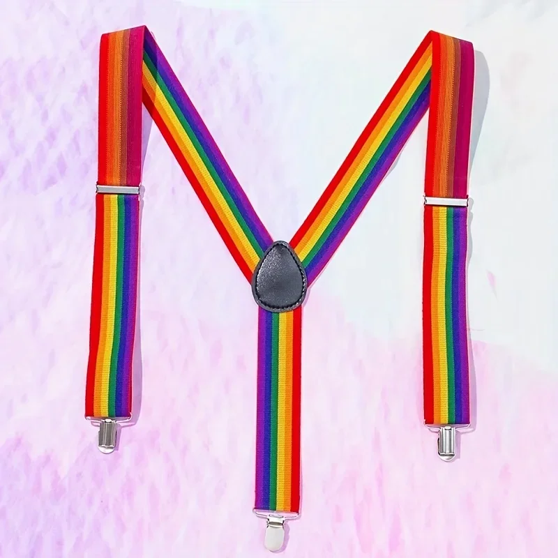 حمالات قوس قزح للرجال - تصميم نابض بالحياة مع مرونة قابلة للتعديل و3 مشابك آمنة - بنطلون متين للياقة البدنية #2