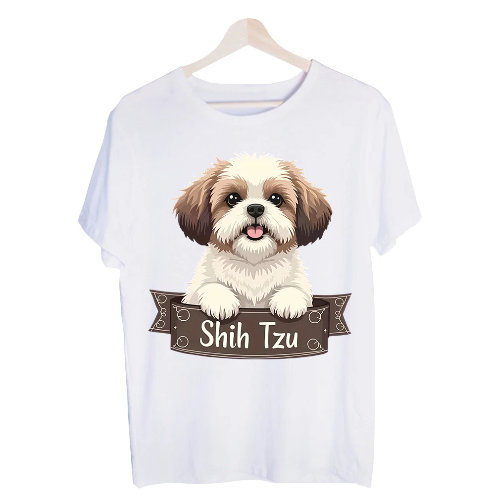 Men's Shih Tzu Dog Graphic Tee, Short Sleeve Crew Neck T-Shirt for Casual Daily Wear and Dog Lover Outfits