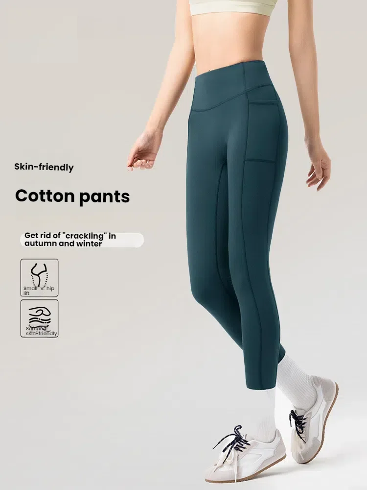 

High Waist Yoga Pants for Women Thermal Fleece Lined Tummy Control Side Pockets Workout Leggingssports tights woman clothing