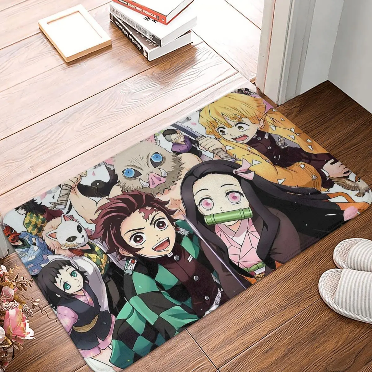 Demon Slayer Kimetsu No Yaiba Kamado Anime Anti-Slip Doormat Living Room Mat Friendly Balcony Carpet  Rug Bedroom Decorative