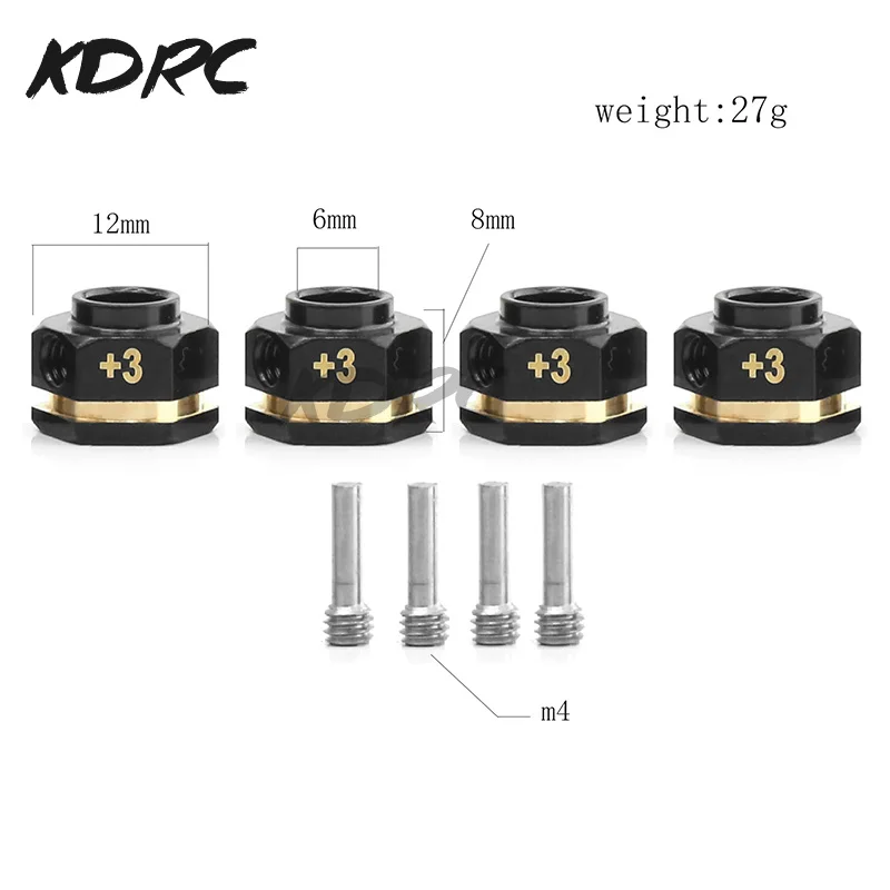 Adaptateur hexagonal de roue en laiton rapDuty, pièces de mise à niveau de voiture inoler RC TRAXXAS TRtage TRX6 1/10, 12mm, 8mm, 10mm, 15mm, 20mm, 4 pièces