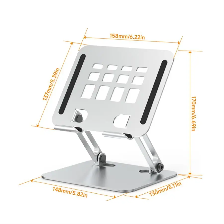 Aluminum  Tablet Stand Holder for Desk Dual Rod Support Tablet Holder Adjustable Riser applicable to 4-12.8