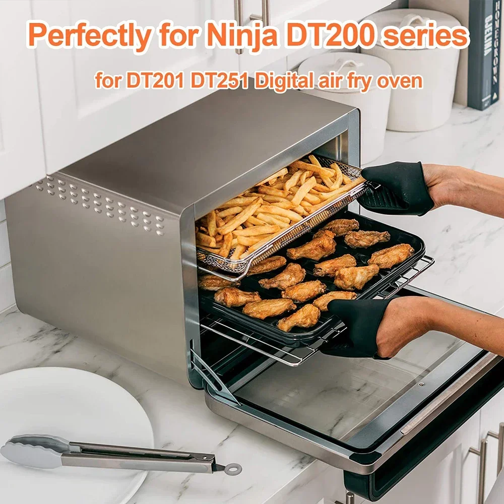 Air Fryer Oven Basket Replacement Baking Trays for NINJA Foodi DT201 DT251 Stainless Steel Mesh Basket Airfryer Accessories