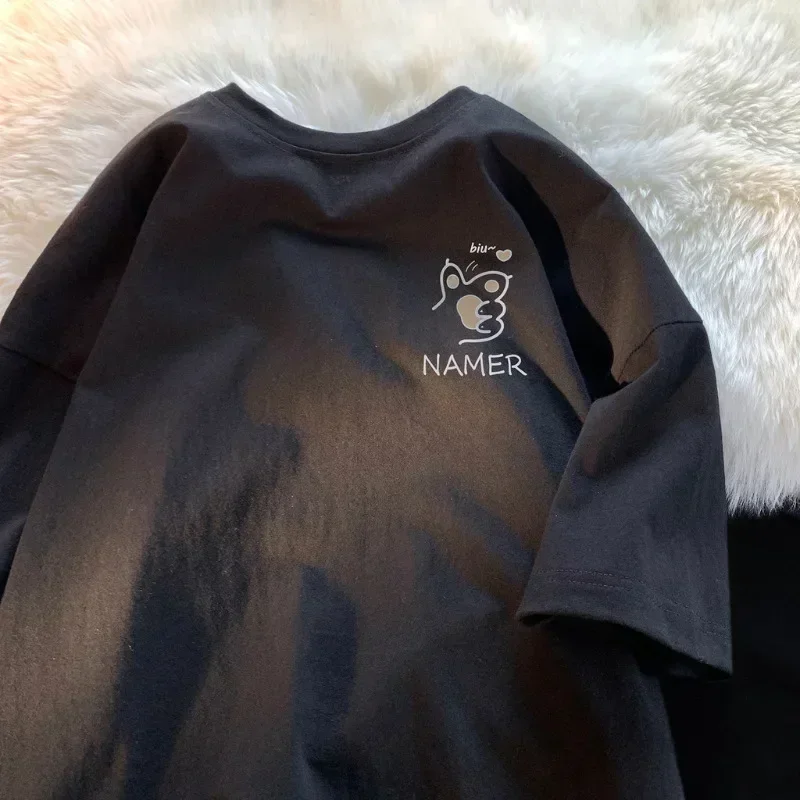 M-8XL Men's Oversized Loose Fitting T-shirt Cartoon Kitten Paw Print with Fashionable Tee Oversized Short Sleeved Youth Trend image 4
