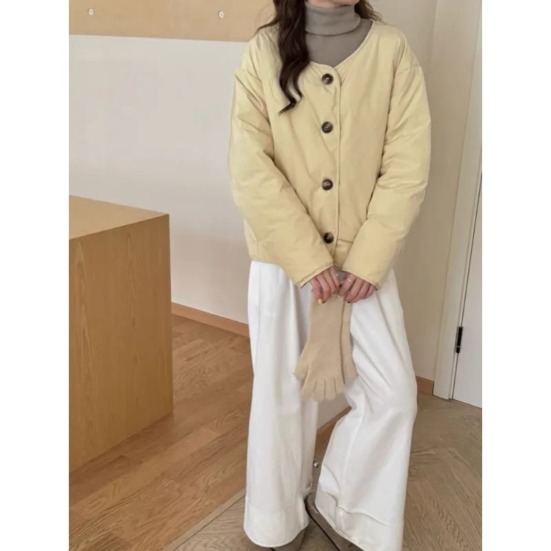 Modelos femininos outono inverno casaco jaqueta para baixo pato branco em torno do pescoço doce engrossado personalizado confortável versátil