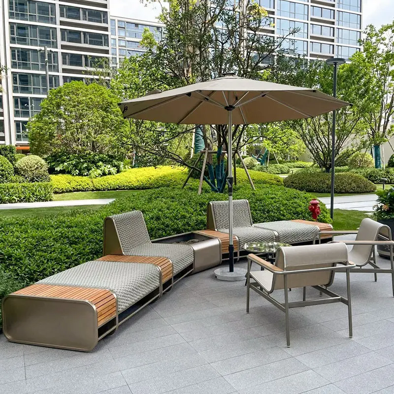Nordic Outdoor Rattan Sofa Garden Villa Terrace Hotel Open Air Designer Sales Department Community Outdoor Furniture