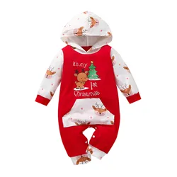 Newborn Baby Girls Boys Christmas Outfits Long Sleeve Romper Bodysuit Xmas Baby Take Home Outfits Smocked Baby Girl Clothes