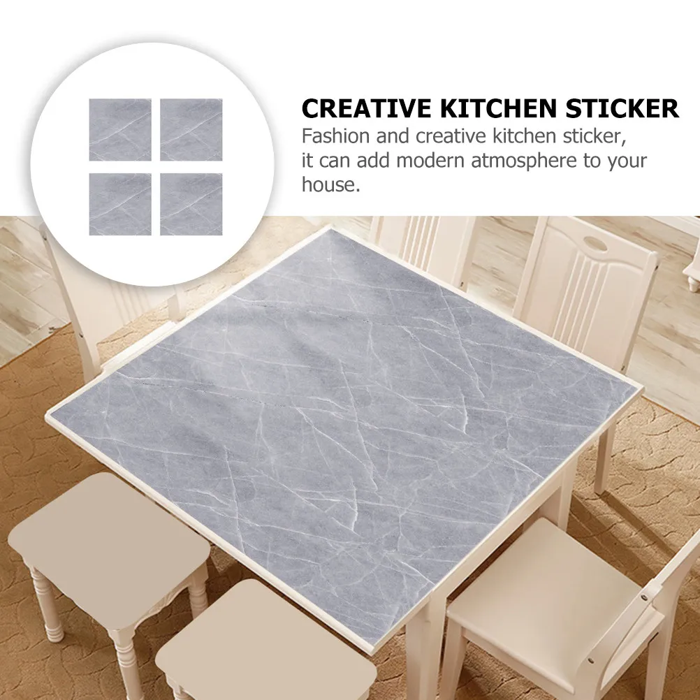 10 Sheets Marble Look Kitchen Wall Stickers Self Adhesive Decorative Tiles Waterproof Oil Proof Easy Install Modern Home