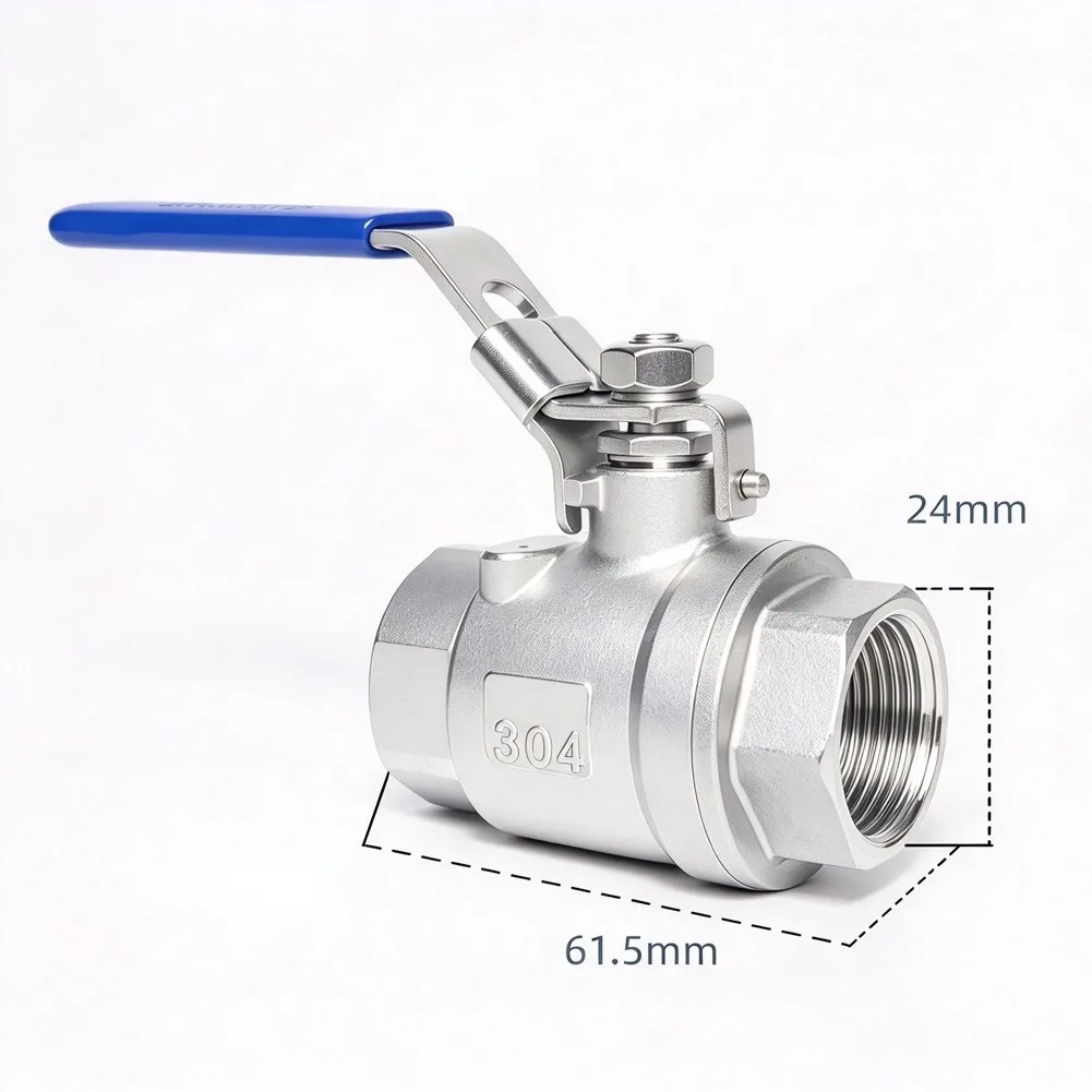 304 SS Ball Valve with NPT Female Connections for Water Oil Gas Flow Management Featuring Full Port Geometry and Locking Feature