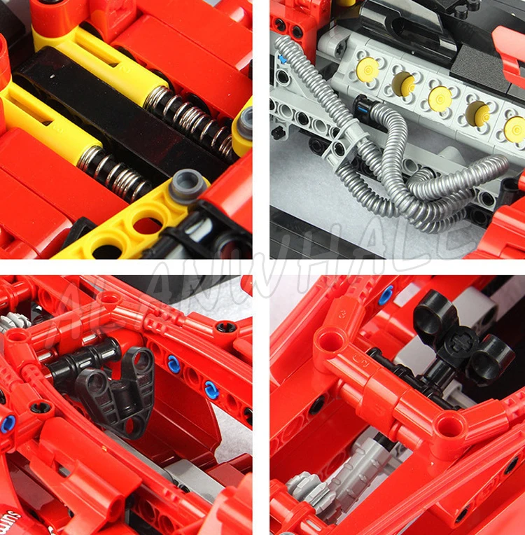 ألعاب محاكاة Moc لوحدات بناء السيارات F1 ، مقياس سباق تقني ، مركبة رياضية حمراء ، متوافقة مع الطراز ، من من من مجموعة Moc