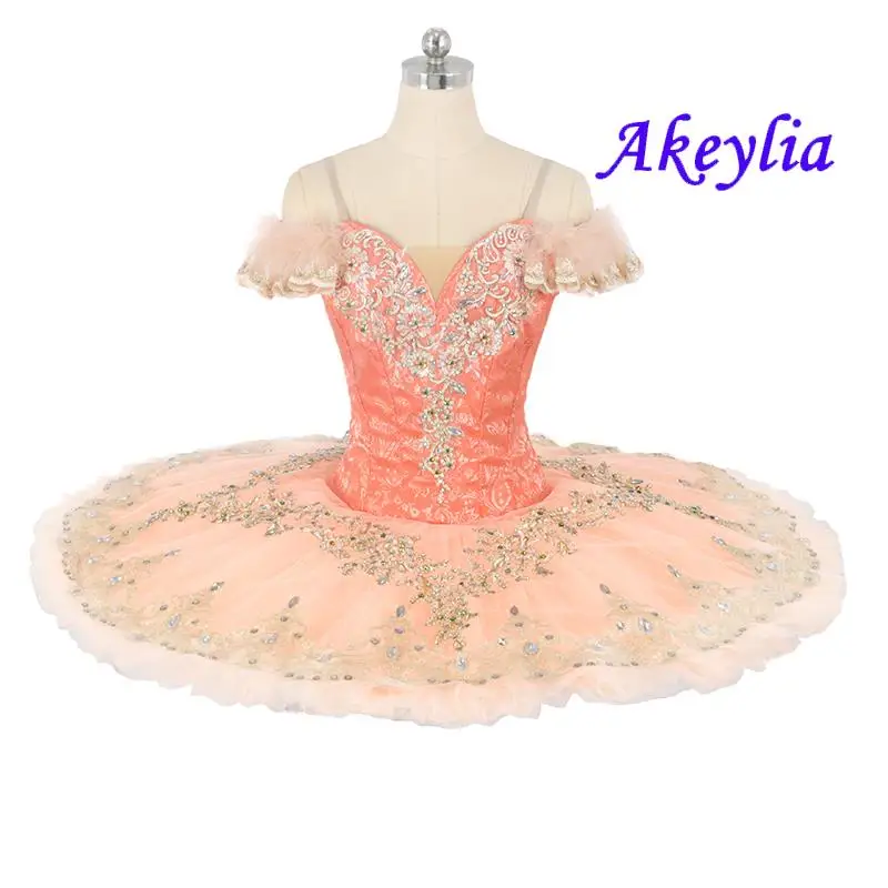 Jina Dance Sleeping Beauty TUTU orange professional ballet tutu pancake classical for women white fairy Doll tutu skirt 11 layer