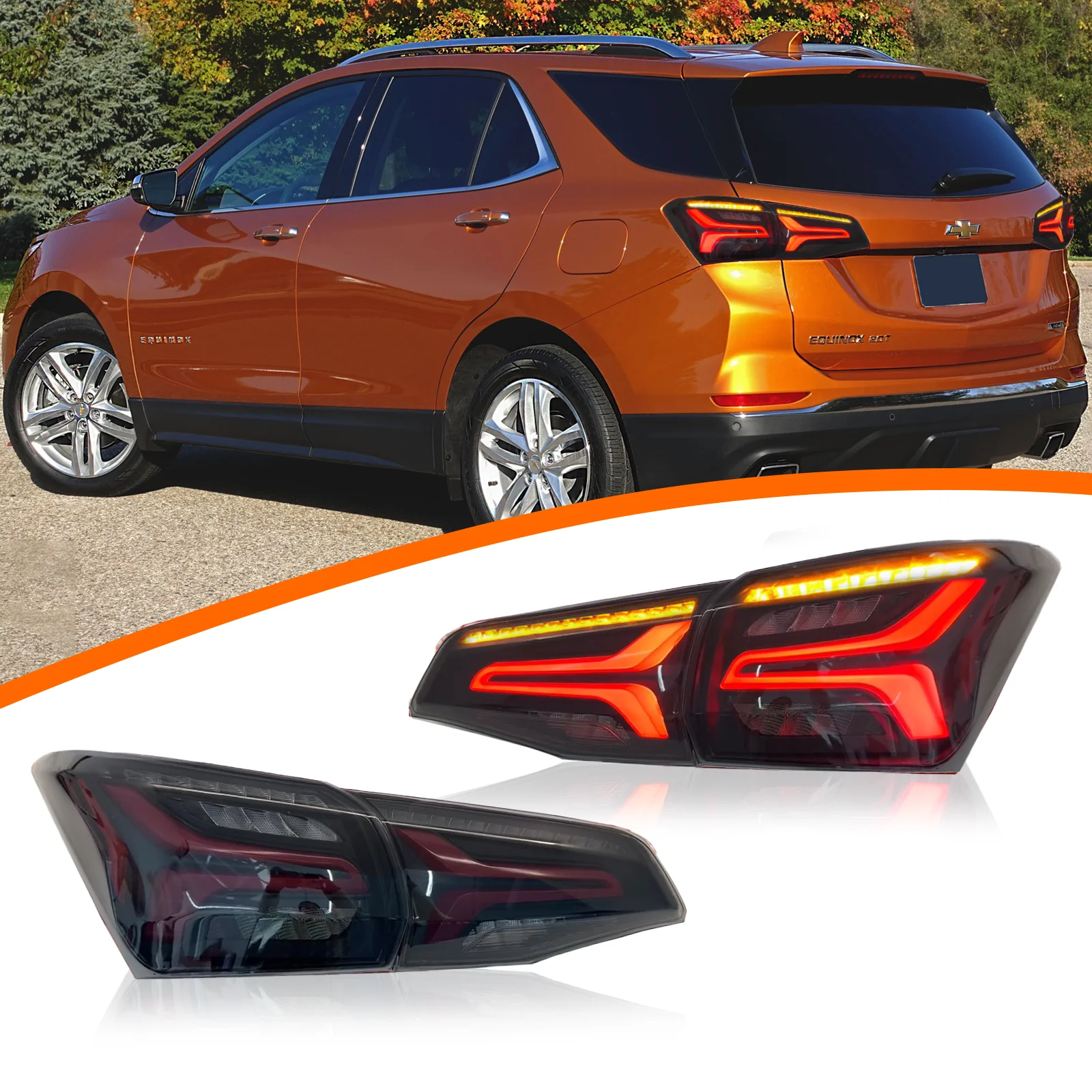 Car LED Rear Taillights for Chevrolet Equinox 2017-2019,Bri-ght & Attractive Rear Lamps LED Taillight Assembly,Automotive Parts