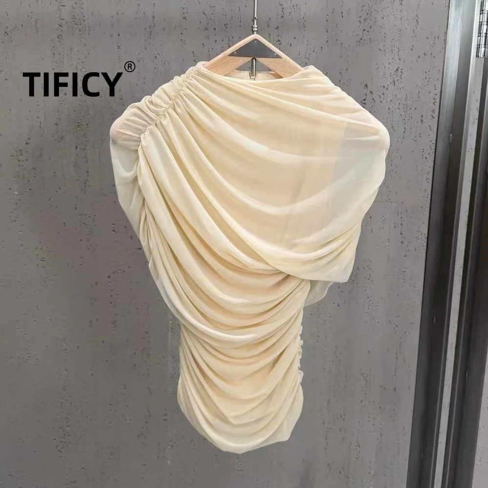 

High Street Blouses Women's New Fashionable Simple Stacked Decorative Splicing High Elasticity Mesh Shirts Top